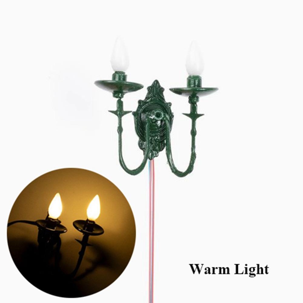 New 2.5*2.7cm Dollhouse Wall Lamp ABS Metal Material 3V White/Warm Light Model Doll House Garden Decor Sand Table Chandelier