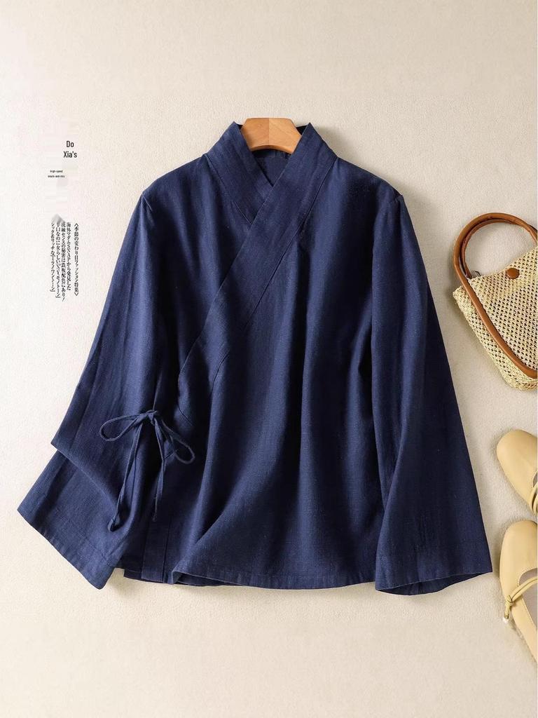 Damski bawełniano-lniany strój do Tai Chi - Osiem Jedwabi Wudang Taoistyczny Hanfu na wiosenne ćwiczenia i do noszenia na co dzień