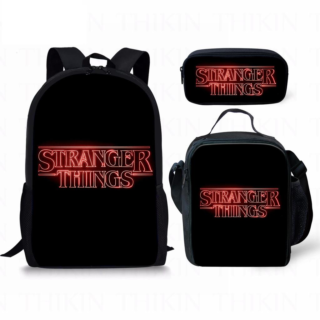 Stranger Things 3 Backpack Pencil Case Set For Daily Use With Nylon Material