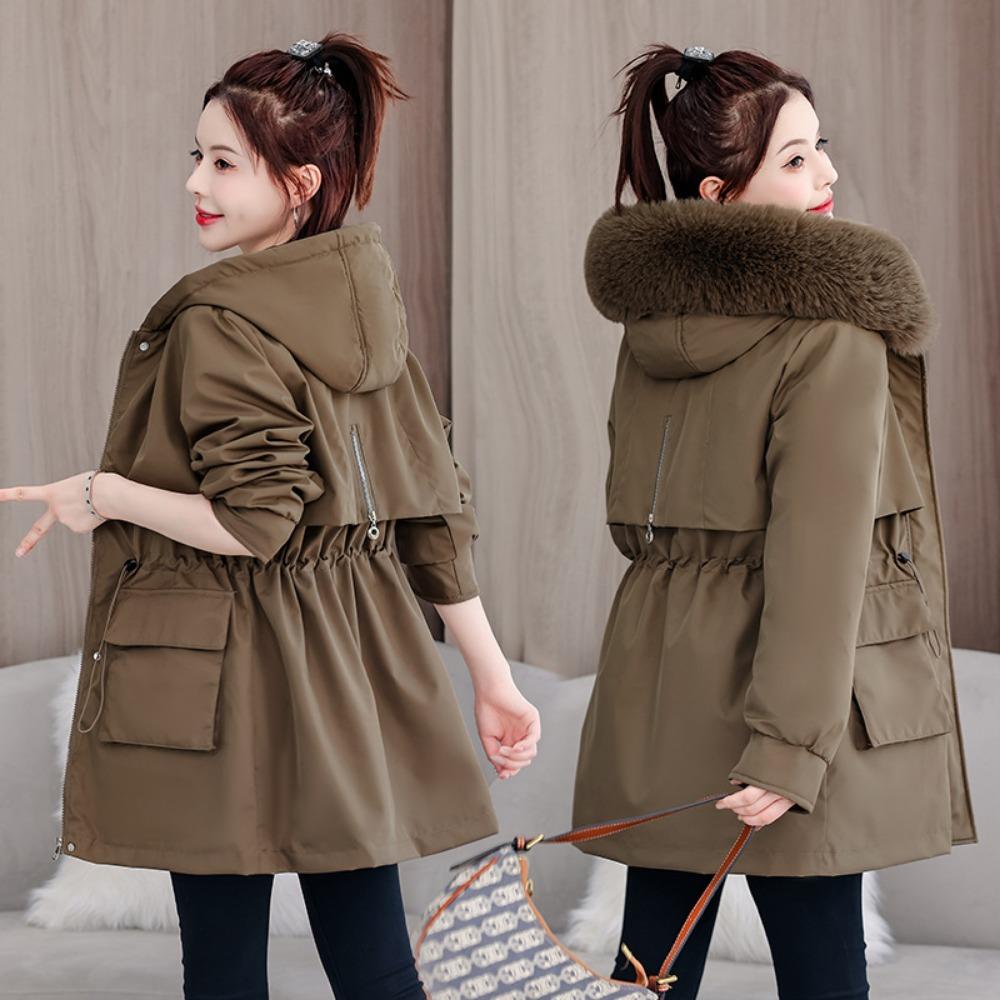 The New Women's Removable Liner, Piled and Thickened Pie Overcome the Cotton-padded Coat, Medium and Long Large Fur Collar Waist Cotton-padded Coat.