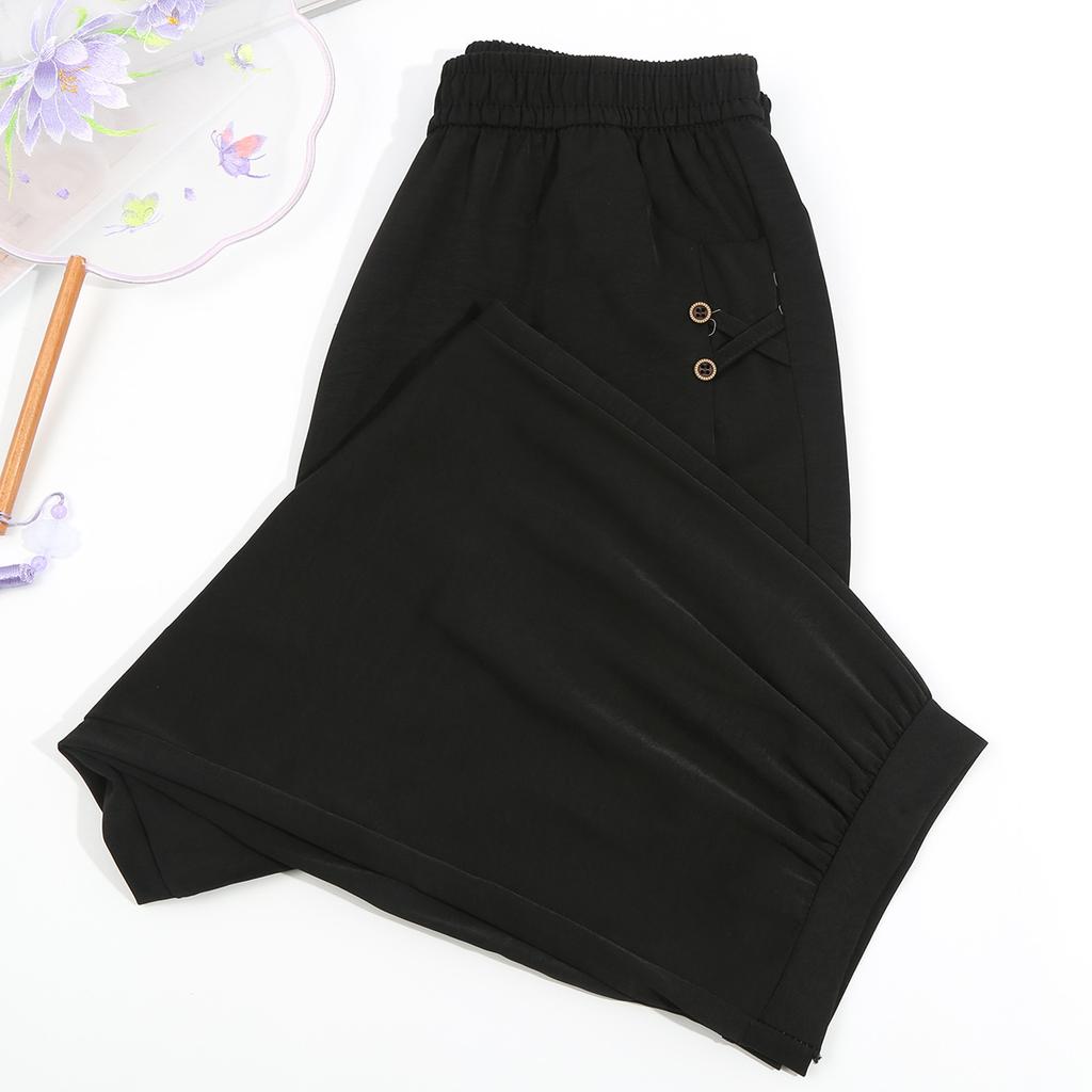 Daily Thin Loose Ankle Pants Elastic Waist New Cool Pants Women High-quality Solid Color Series Plus Size Pants