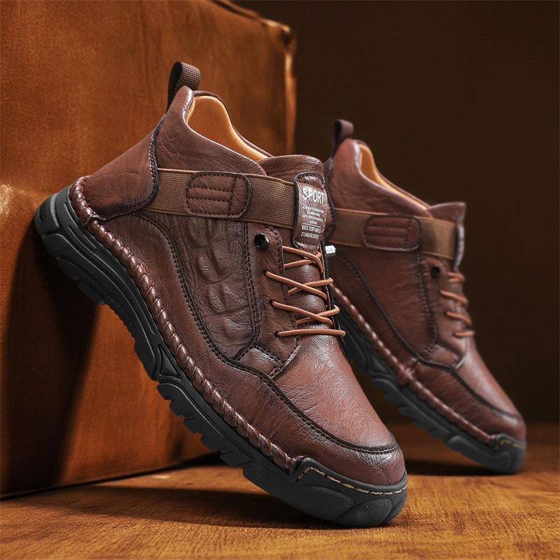 European and American Style Large Size Martin Boots 46 Feet Wide 45 Leather Shoes Men's Shoes Travel Hiking Hiking Shoes 2025