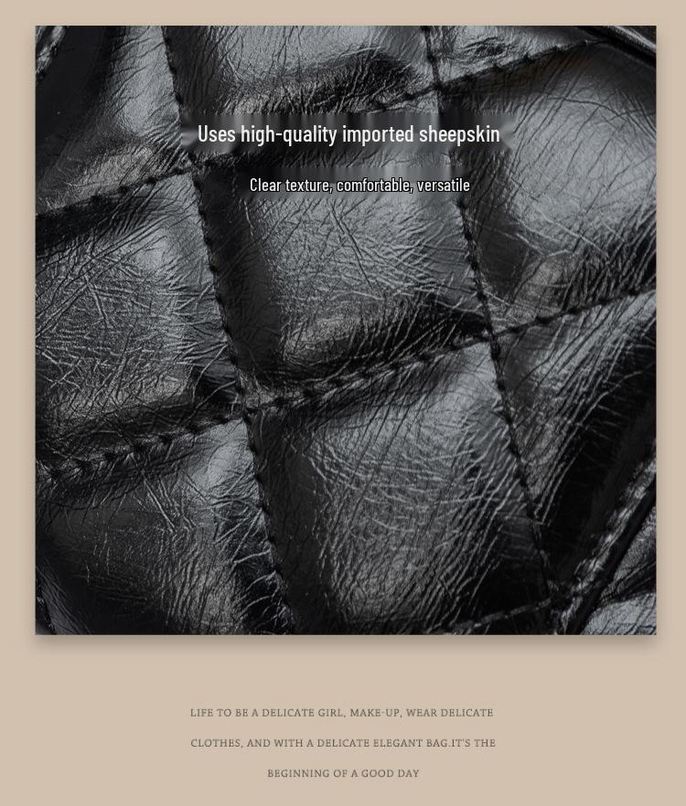 2025 Genuine Leather Diamond Lattice Crossbody Handbag - Small Fragrant Style