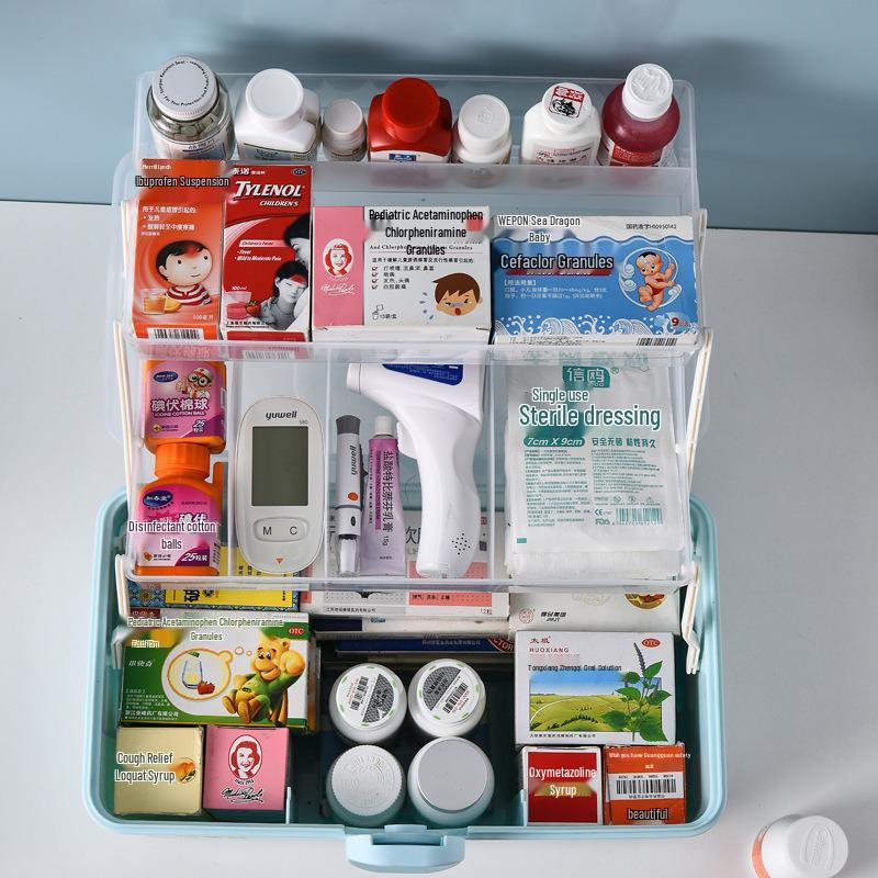 Familienmedizinkasten mit großer Kapazität und mehreren Schichten: Komplette Notfallversorgungslagerung mit Pillenorganisator