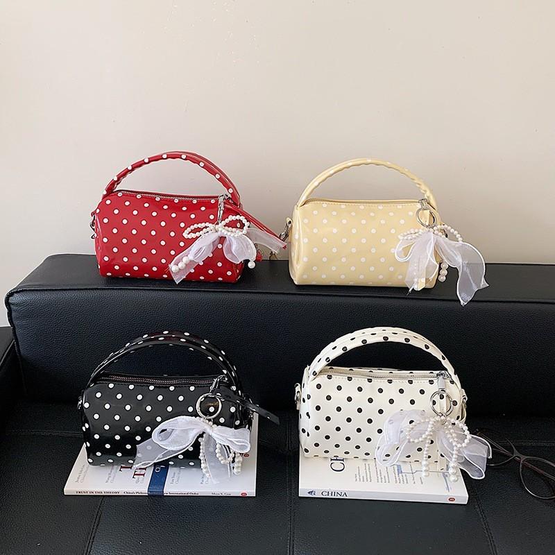 Womens Mini Pillow Shape PU Handbag With Polka Dots Zipper Single Strap Crossbody Bag Daily Casual Wear