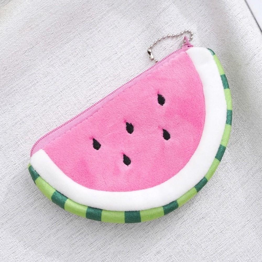 Cute Watermelon Coin Purse Zipper Cartoon Mini Card Bag Funny Plush Fruit Wallet Women