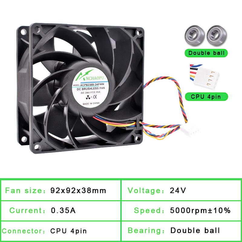 ACP9238B-24 9cm 92x92x38mm 92mm fan DC24V 0.35A Dual ball bearing high speed cooling fan for chassis frequency converter