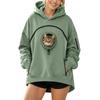 Women's Casual Loose Drop Shoulder Hooded Sweatshirt with Pet Pocket and Zip Front