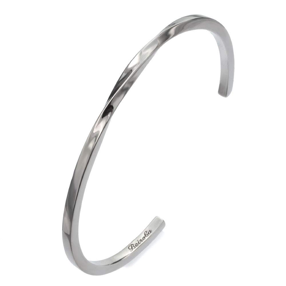 

beiroba0015 Name Silver Accessories Bangle Simple Brand [2PIECES] [Brand Men s