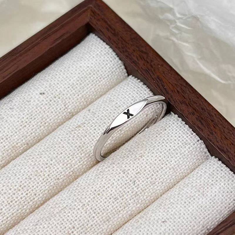 Aesthetic Wedding Tiny Initial Letter Rings Jewelry Gift Women Fashion Letter Finger Gift Stainless Steel Ring