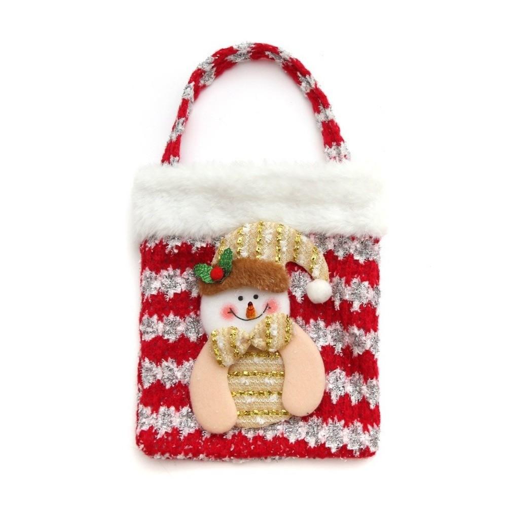 3D Snowman Christmas Gift Bag Knit Christmas Apple Bag Cute Plush Storage Bag  Xmas Holiday