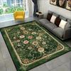 Green Floral Patterned Carpet, for Living Rooms, Bedrooms, Laundry Rooms, Machine Washable, Home Decoration, Room Decor Mat
