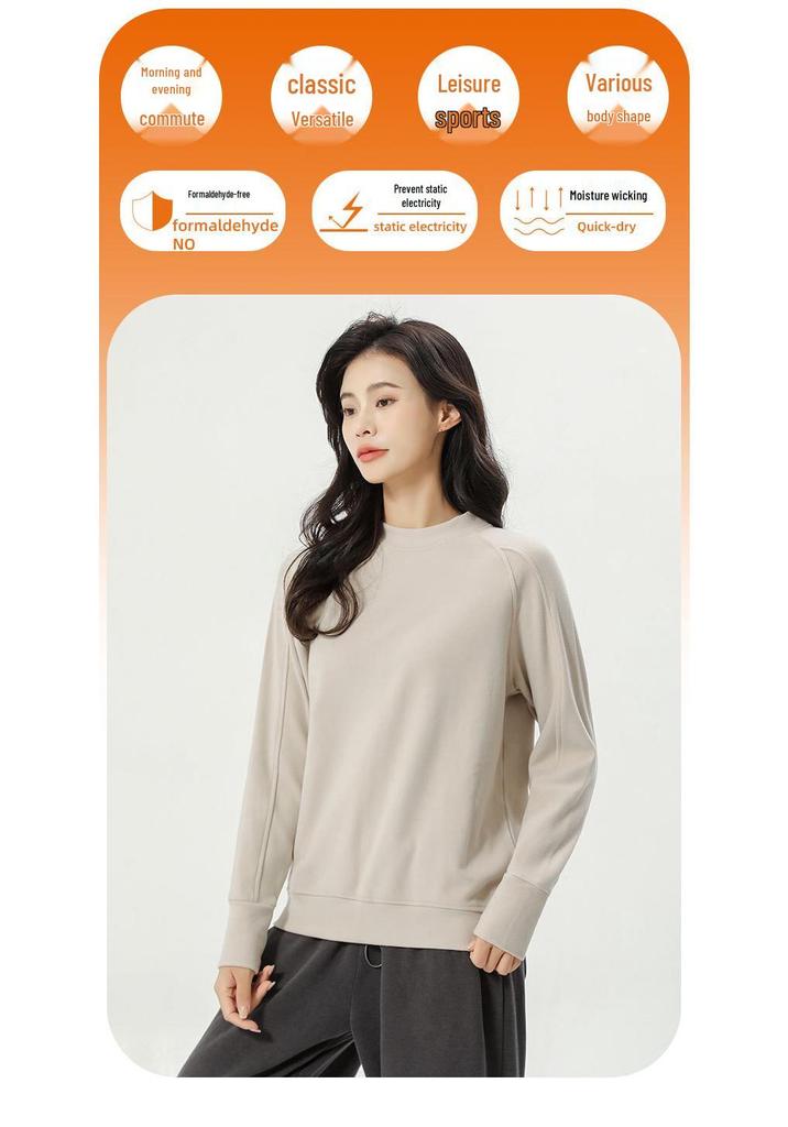 450g Thickened Cashmere Protein Raglan Sleeve Sweatshirt - Women's Warm Round Neck Top