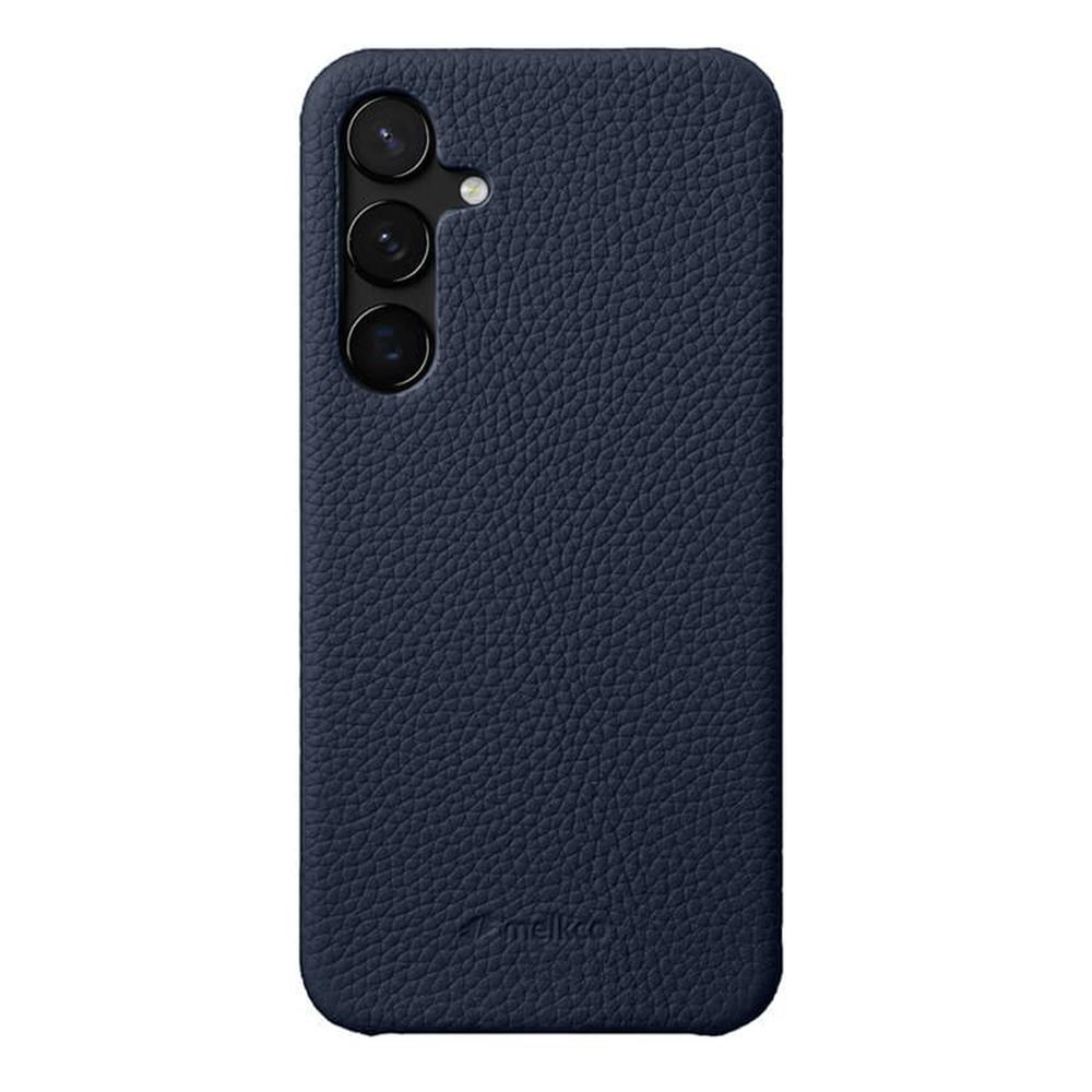 MELKCO For Samsung Galaxy S25+ Case Incomplete Edge Genuine Cow Leather Coated PC Cover