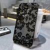 Trendy Black Lace Flower Pattern Phone Case For iPhone 17 16 15 14 Pro 17 Air 13 12 11 Max Mini 7 8 Plus XR XS Soft Clear Cover