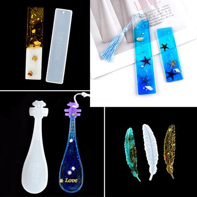 1PC Pick Rectangle Feather Instrument Shape Silicone Bookmark Resin Mold For Making Epoxy Resin Jewelry DIY Crafts Transparent