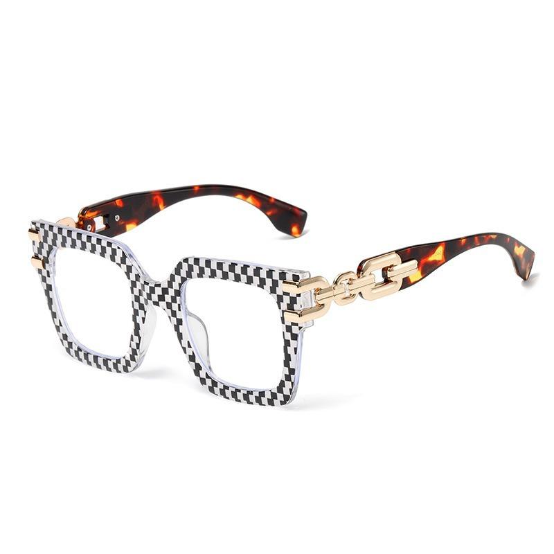 

69103 Metal Chain Anti-Blue Glasses Women S Japan And South Korea Large Frame Square Frame High Definition Reading Glasses 0 degree - anti-blue light glasses