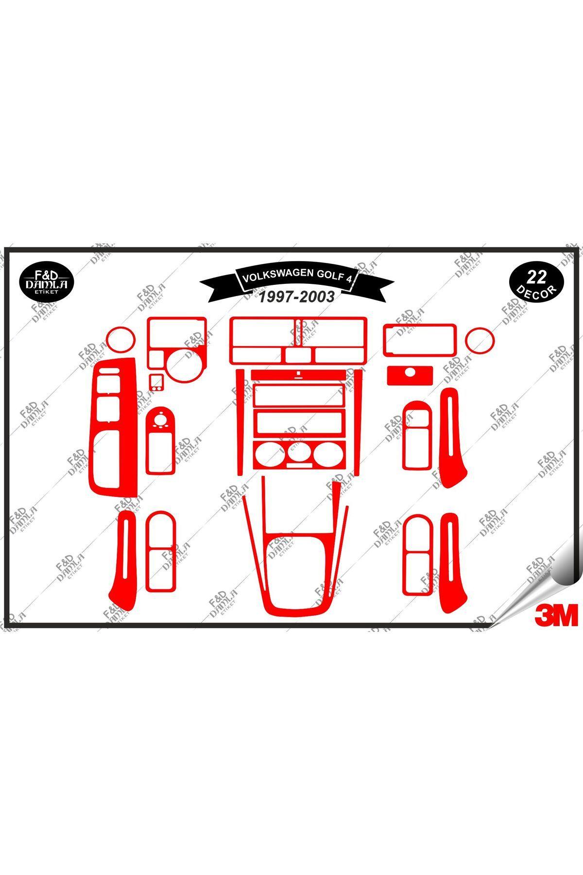 

Volkswagen Golf 4 1997-2003 Torpido Konsol Trim Göğüs Maun Kaplama Set 22 Parça Kırmızı