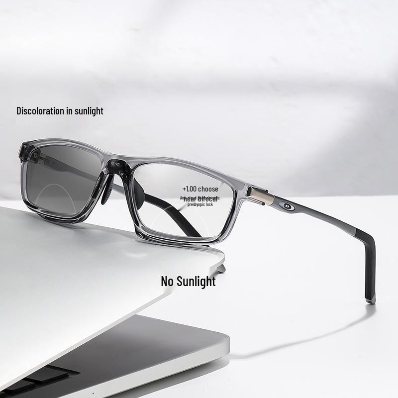 Photochromic Dual-Light Reading Glasses - Trendy Anti-Slip Aluminum-Magnesium Design for Men & Women