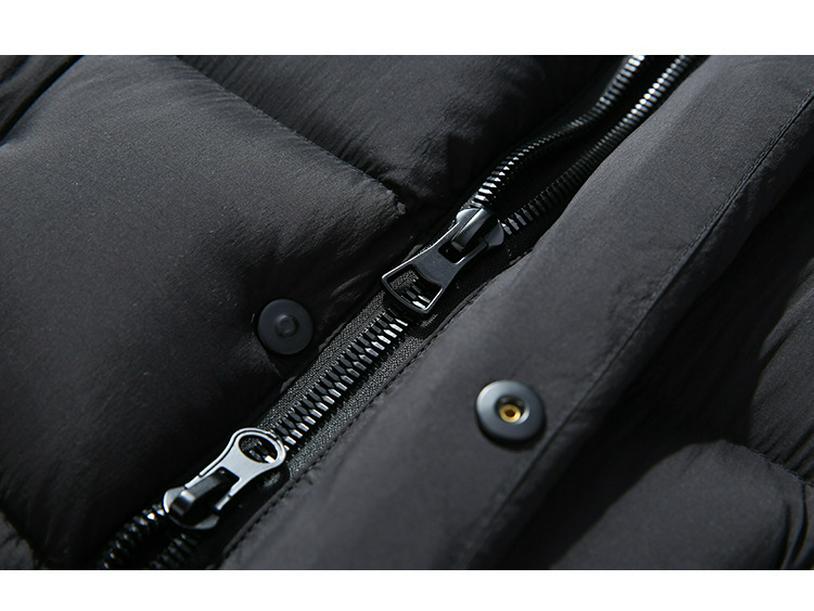 Men's Trendy Winter Hooded Down Jacket: Warm, Thickened, Mid-Length Coat with Stand Collar.