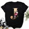 Tricou cu imprimeu ABCDE cu alfabet englezesc pentru femei, noi de vară, cupluri iubitori, tricou pentru femei Harajuku, ocazional, negru, tricou, tricouri