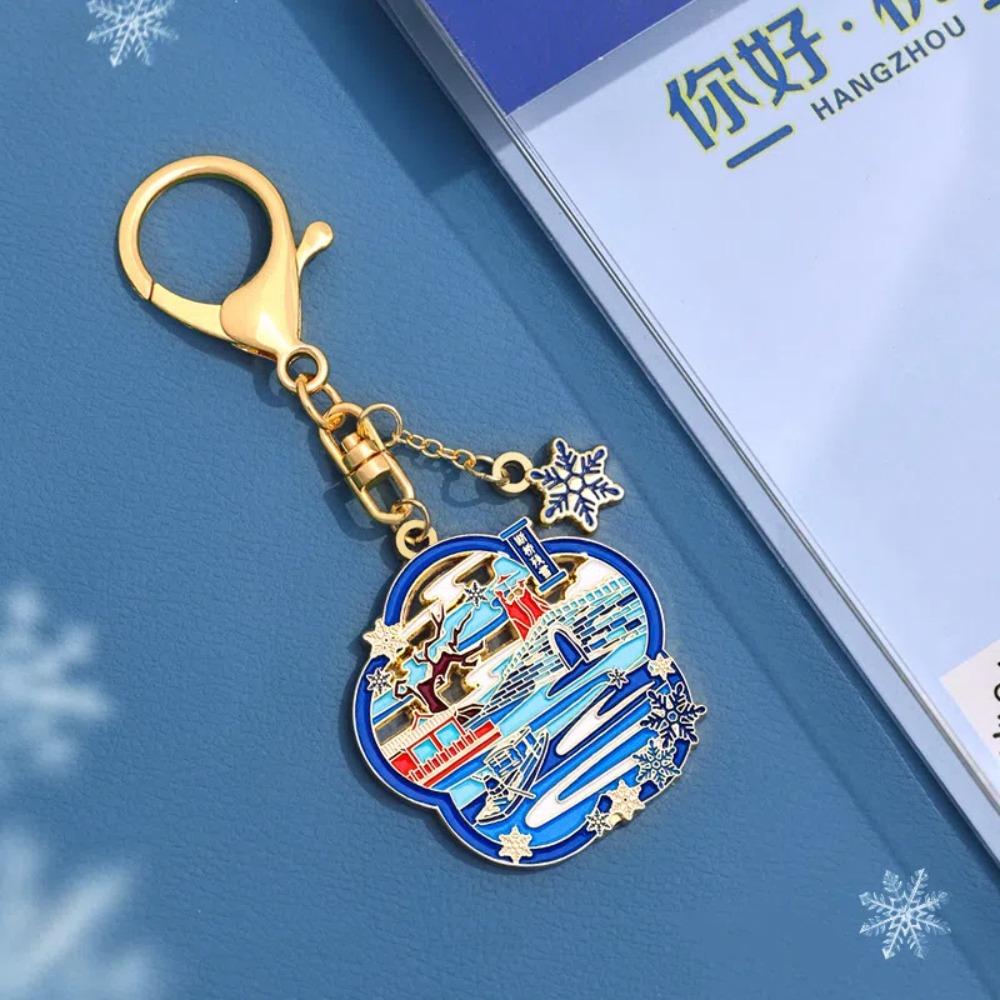 Metal Vintage Flower Pendant Exquisite Car Keyring Chinese Style Keychain  Backpack Decor