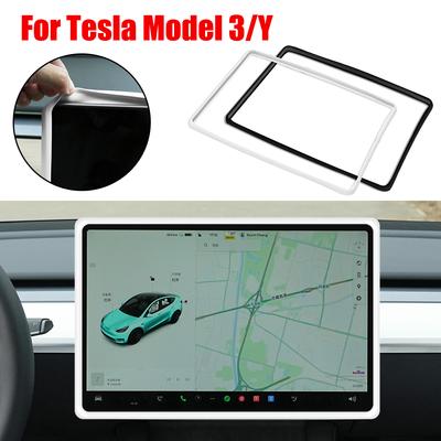 For Tesla Model 3 Y Silicone Car Accessories Navigation Screen Protector Central Control Frame Edge Cover