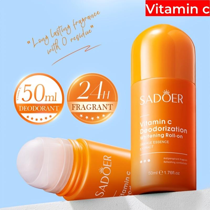 SADOER Vitamin C Roll-On - Osvěžující vůně, 50ml |, Dlouhotrvající svěžest a ochrana proti zápachu pro použití v podpaží, na chodidlech a na těle