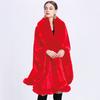 Herbst Winter Kunstkaninchenfell Kragen Schal Poncho Locker Gestrickter Cardigan Übermantel für Damen