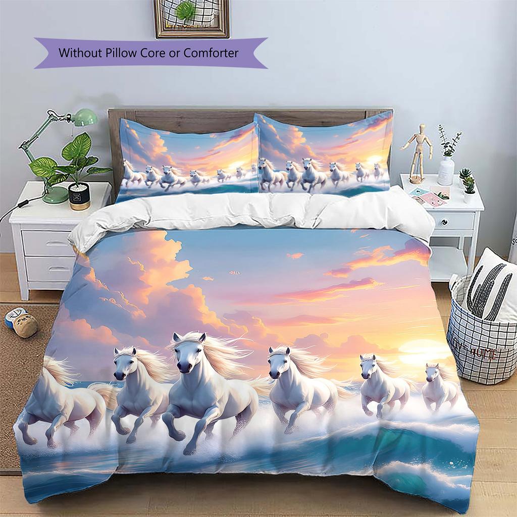 1PC Horse Bedding Quilt Set Quilt Cover Pillowcase Home Decoration Birthday Gift (1 * duvet cover + 15 * pillowcase, without core)
