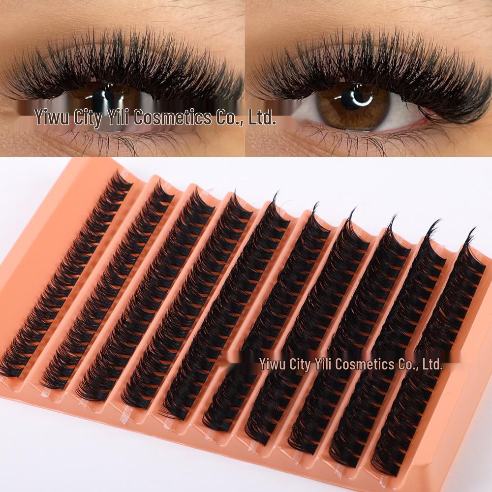 Натуральные накладные ресницы 600 пучков DIY - Густые 30100D, Изогнутые, Самоклеящиеся, Сегментированные, Индивидуальные ресницы