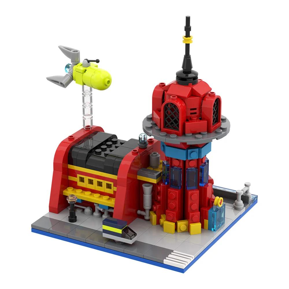 MOC Futurama Planet Express Model Building Blocks Animated DIY Creative Express Station Delivery Spaceship Brick Toys Adult Gift