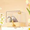 Transparent Parrot Bath Multi-functional Splash Proof Parrot Bathing Pool Food Holder Box Bottom Drawer Parakeet Shower