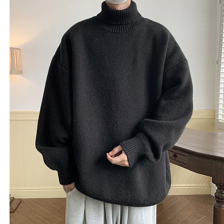 Men's Retro Turtleneck Sweater: Stylish, Thick, Loose-Fit, Knitted, Youthful Autumn/Winter Bottoming Jacket  