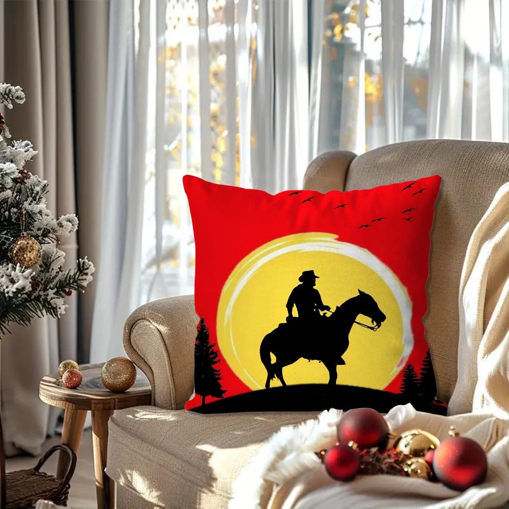 Games Red D-Dead R-Redemption 2 Pillow Case Square Pillow Bedroom Sofa Leisure Comfort Cushion Living Room Home Decoration 40X40