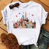 Funny Summer Disney Villains Printed Women T Shirts Round Neck Y2k Clothes Cartoon Graphic T Shirts 90s Female Tops Tees