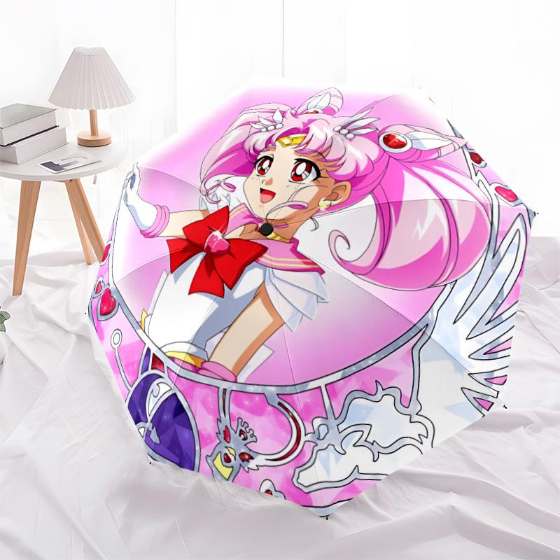 1pc Sailor Moon Automatic Folding Umbrella, Portable Collapsible Design, 8-Rib Iron Frame, , All-Season Casual Outdoor Accessory yy0901117