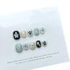 Handmade Gothic Short Press On Nails Round False Nails DIY Craft Manicure Decoration for Women and Girls