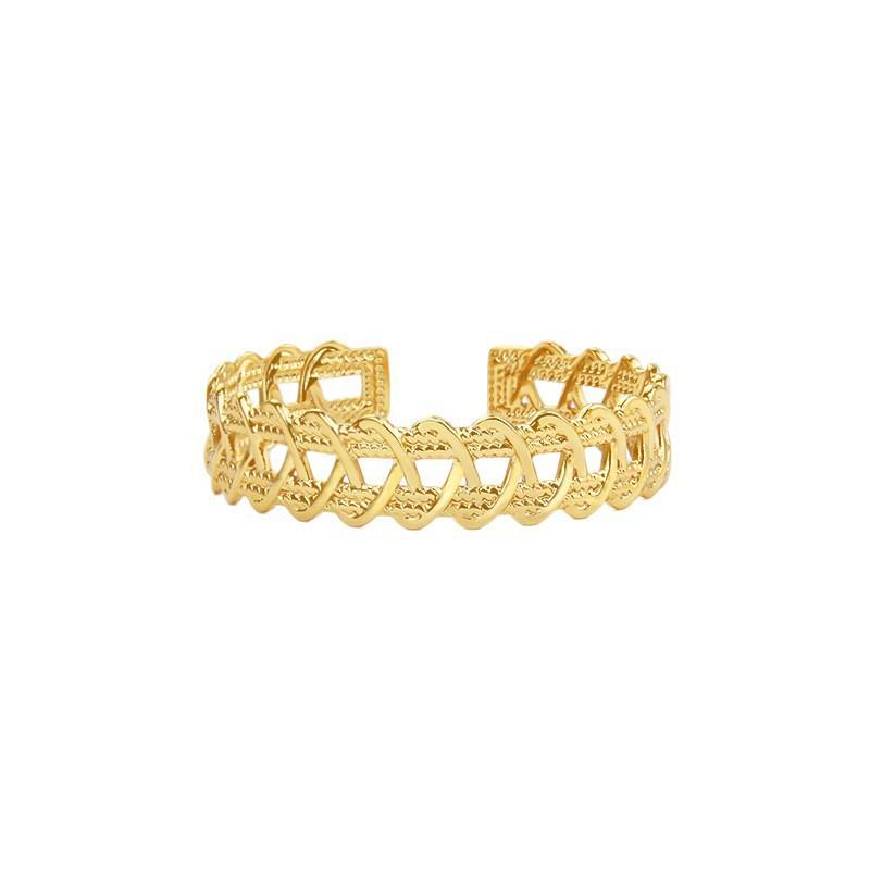 European-American Retro Wave Stainless Steel Adjustable Cuff Bracelet