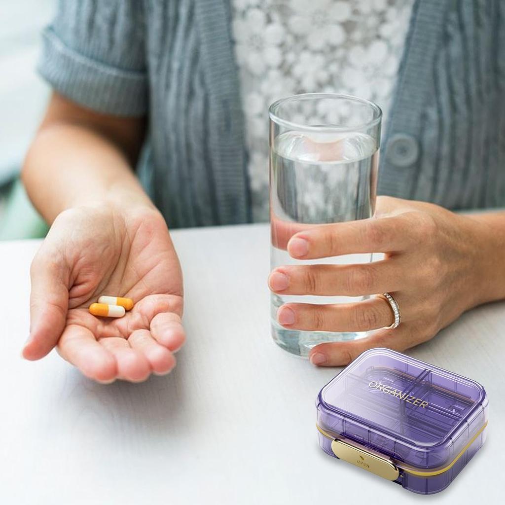 7 Compartments Portable Bilayer Pill Case Travel Moisture Proof Pill Box for Tablets Vitamins Medication Weekly Pill Organizer