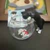 Cat Watching Goldfish Calico Blue Cow White Cat Catching Fish Desktop Mini Statue Decor Action Figure Model Toys
