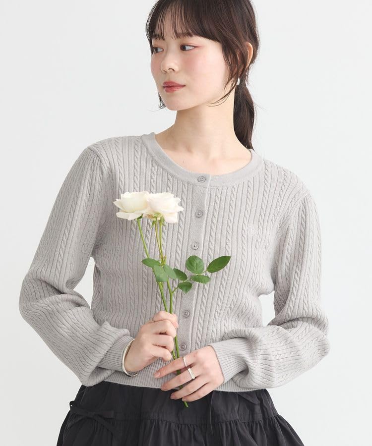 Earth Music Ecology Mini Cable Compact Cardigan for Light Gray & Women, 01000114400,