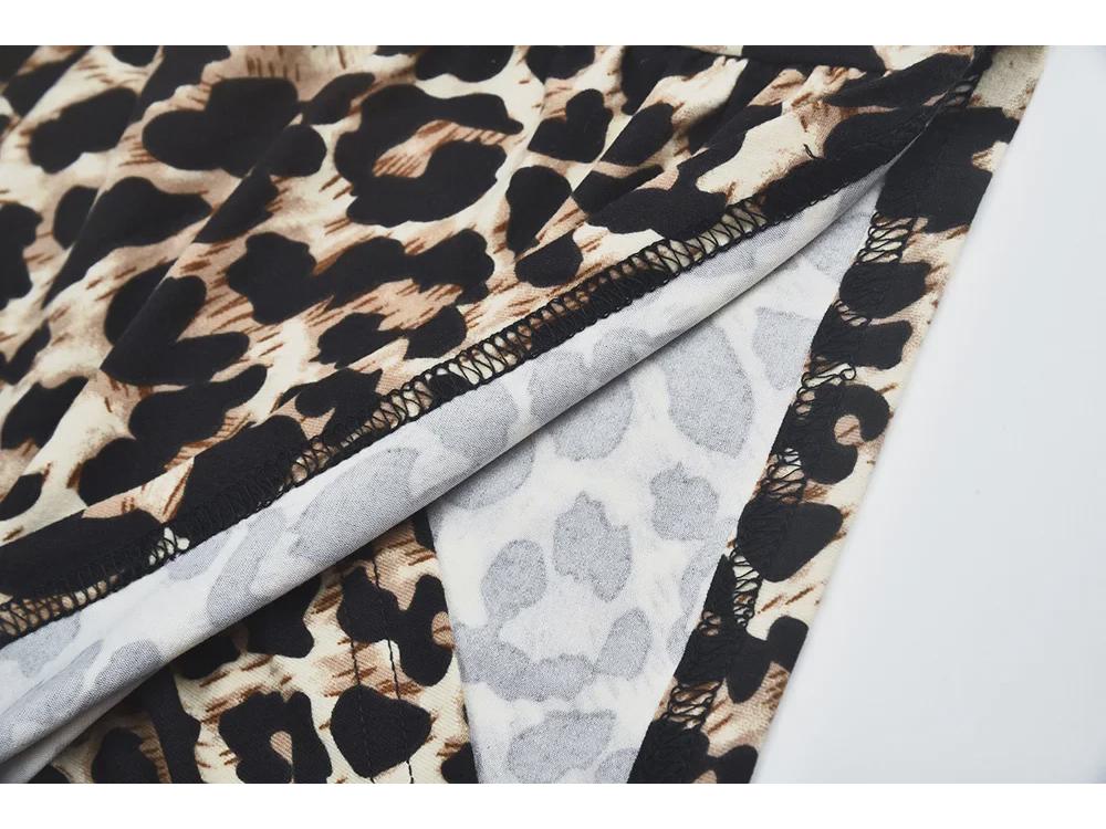 2020 Summer V-neck Slim Fit Leopard & Snake Print Crop Top T-shirt for Women