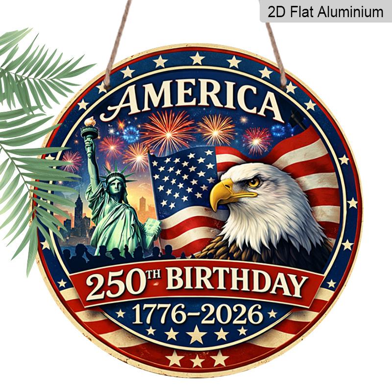 2D Plat, 1 stuk Amerika 250ste Verjaardag Muurbord Geschikt voor Patriottische Decoratie, 250 Jaar Geschiedenis Viering, Retro Plaquette voor 4 juli, Herdenking