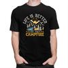 Custom Life Is Better Campfire Mountain Camping T Shirt for Men Pure Cotton Tshirt Fashion Tees Tshirt Loose Fit Clothing Gift