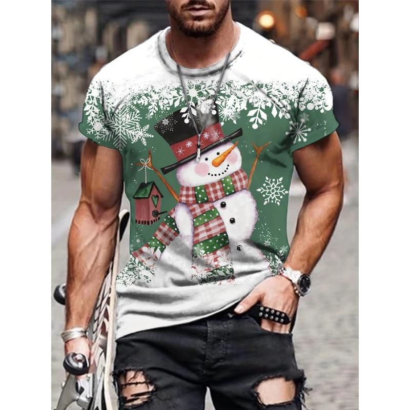 Christmas Reindeer T Shirts Santa Claus Snowman 3D Print Men Woman Streetwear T-Shirt Oversized Harajuku Kids Tops Tees Clothing