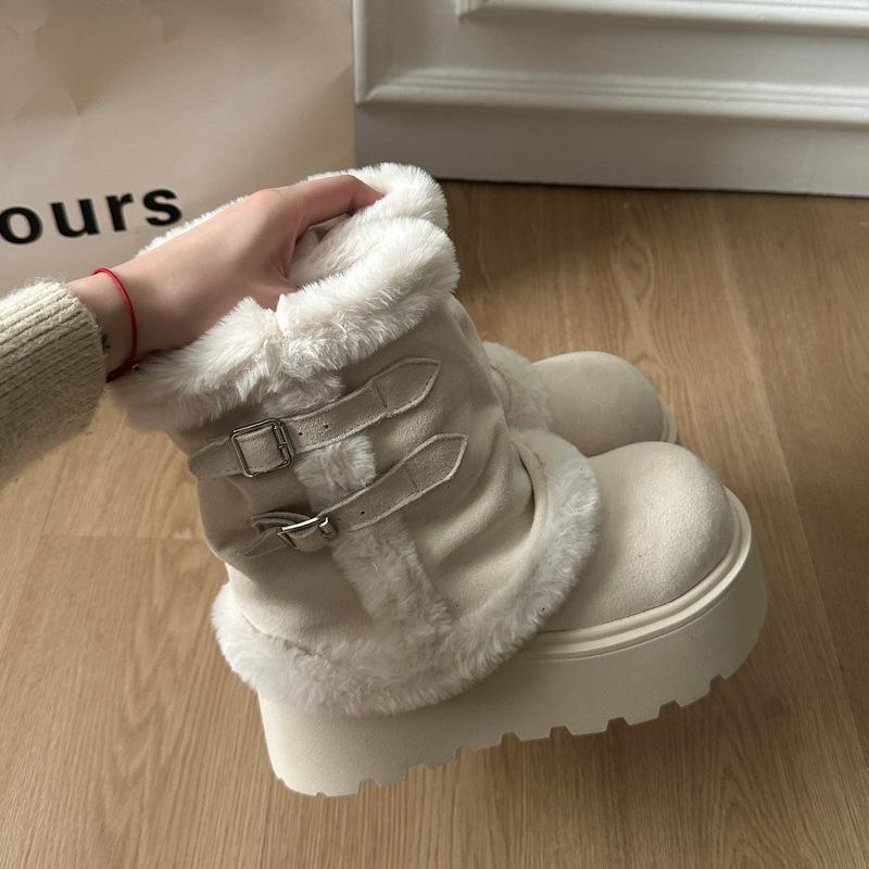 Maillard retro thick-soled plush thickened pile snow boots women's winter new warm outer wear Mao Mao cotton shoes