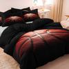Basketball Bedding Set for Kids, Sports Orange Basketball Comforter Sets, Teenage Boy Bedroom Bed Set 3 Pieces with Pillowcases