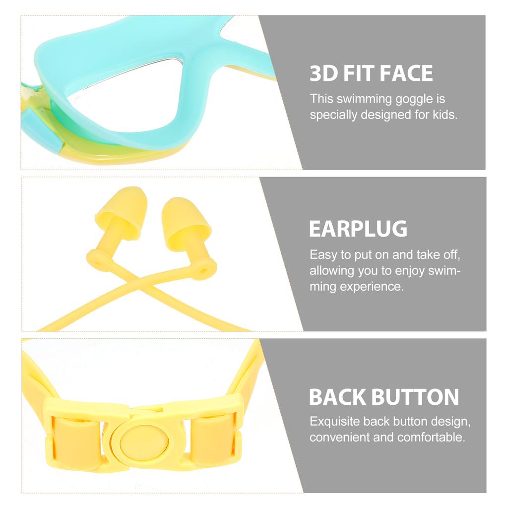 Children's Large Frame Swimming Goggles Kids Waterproof Anti Fog Eyewear Candy Green Adjustable Straps PC Lens Use