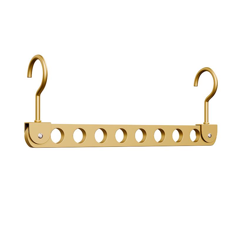 Aluminum Alloy Folding Eight-Hole Hanger with Single Hook for Versatile Wardrobe and Laundry Storage
